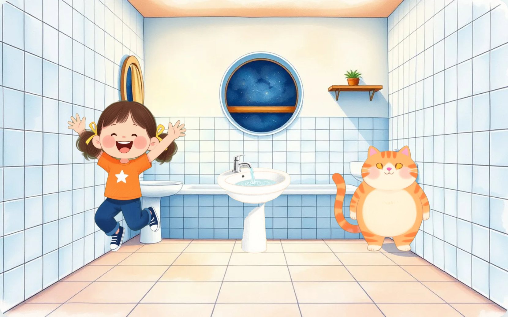 Illustration from page 1 of Wash, Wash, Wash Your Hands