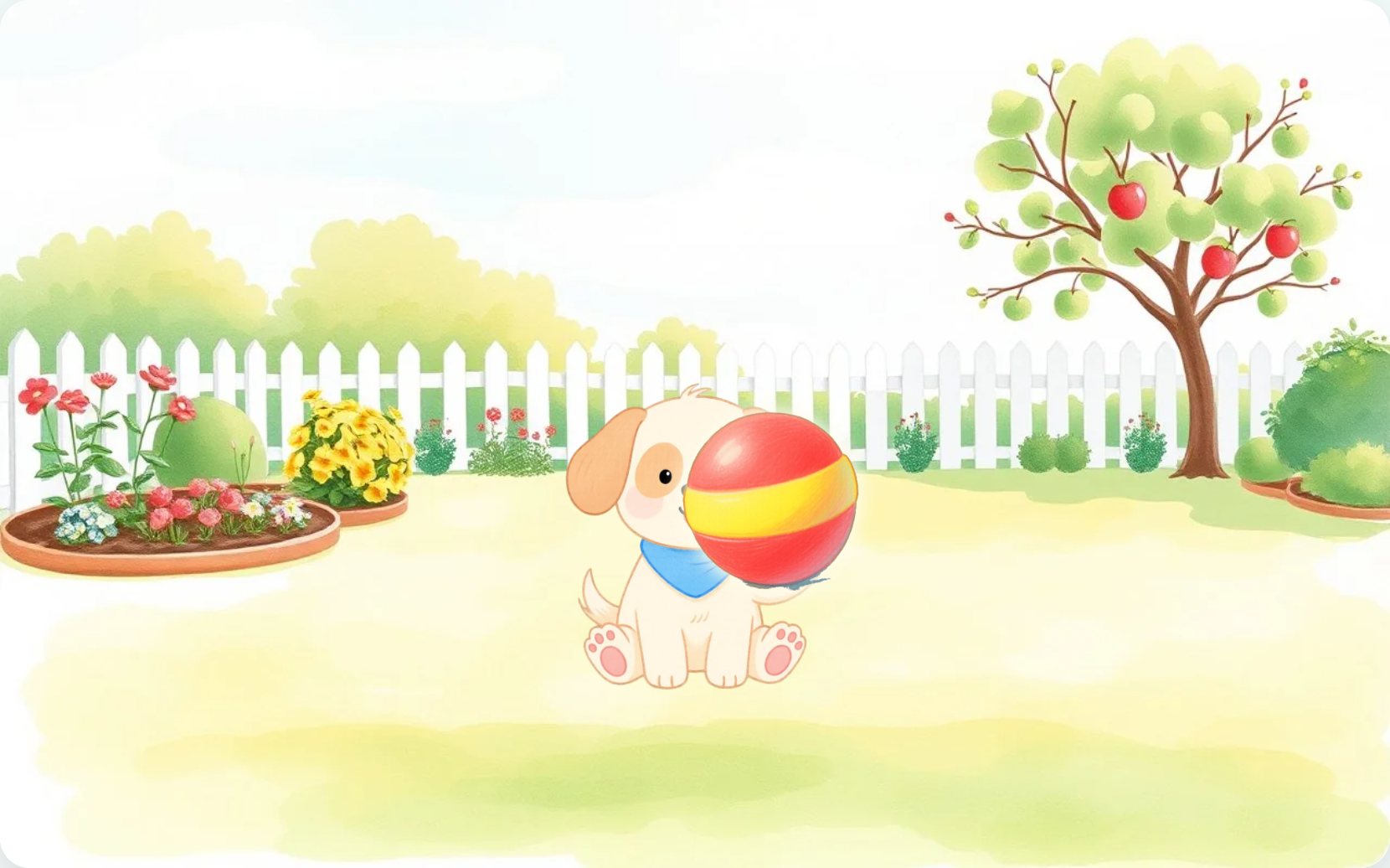 Illustration from page 1 of Buddy Says Woof