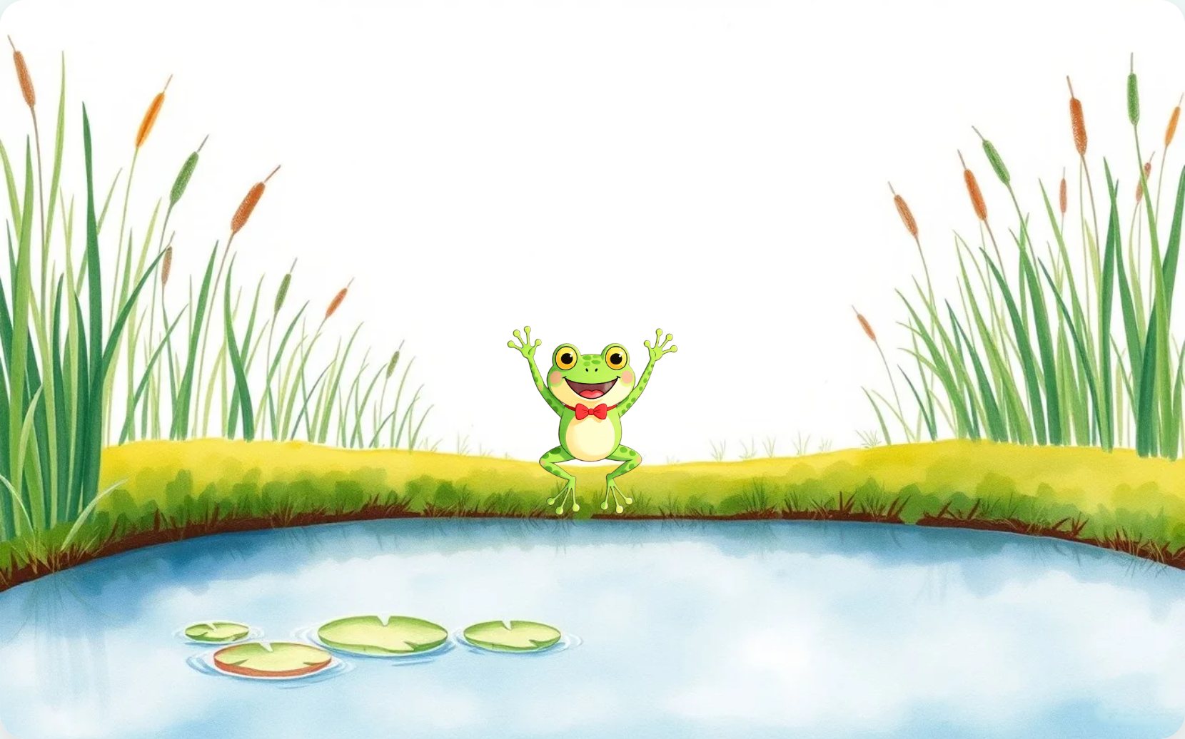 Illustration from page 1 of Cress and the Wiggly Tadpoles