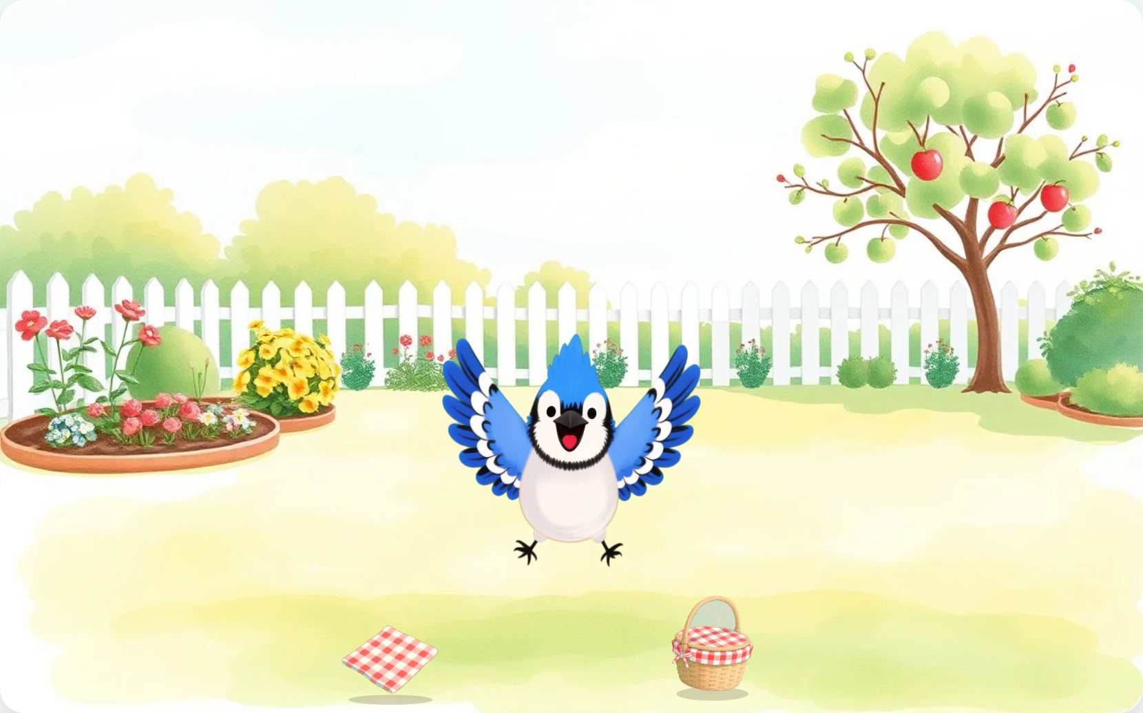 Illustration from page 1 of Jay's Alphabet Picnic