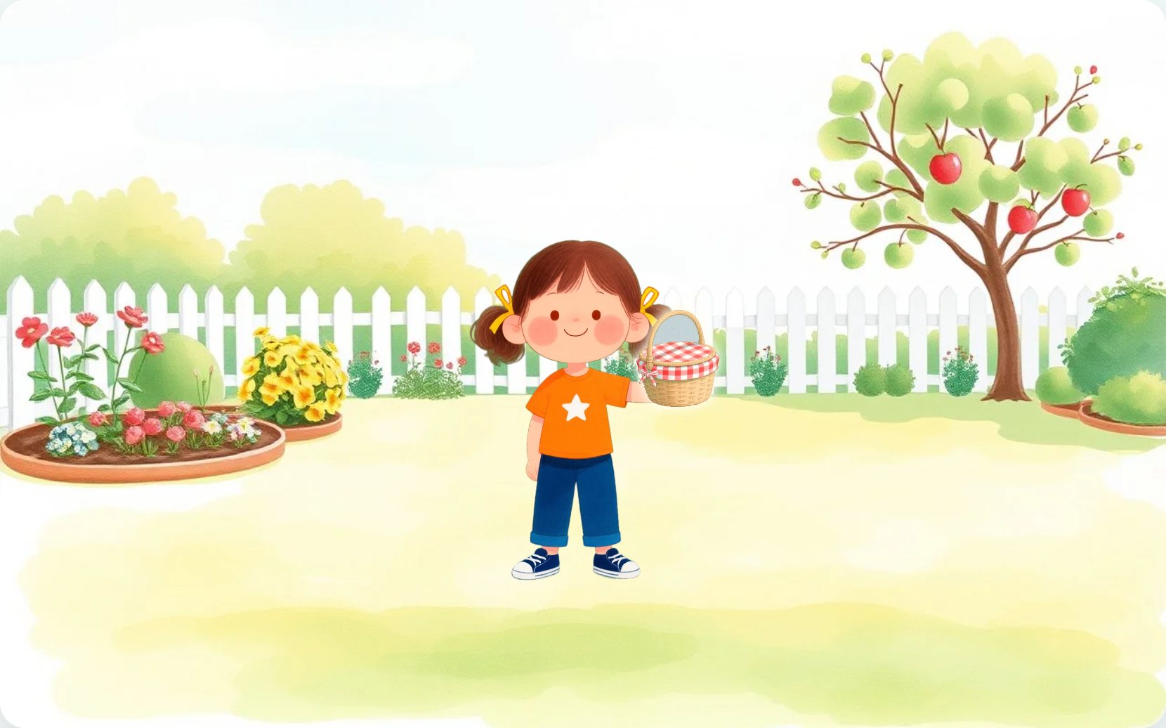 Illustration from page 1 of Mia's Adding-Up Apples