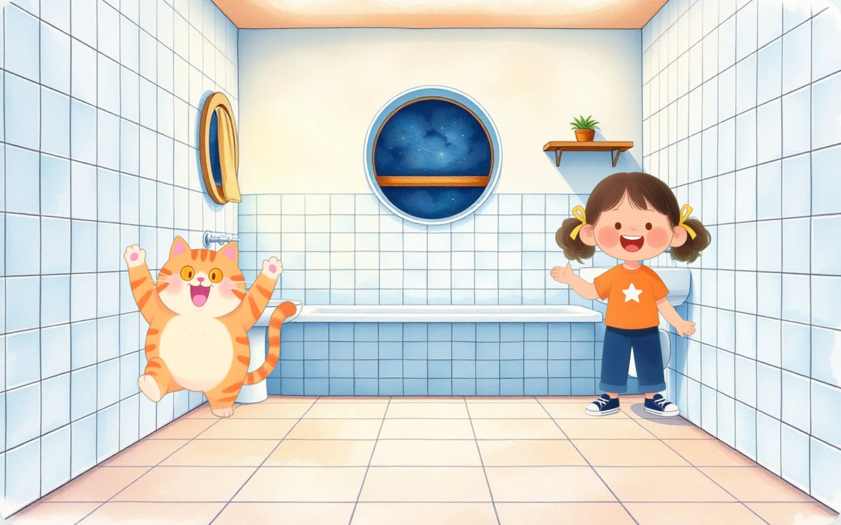 Illustration from page 1 of Mia's Brush, Brush Teeth