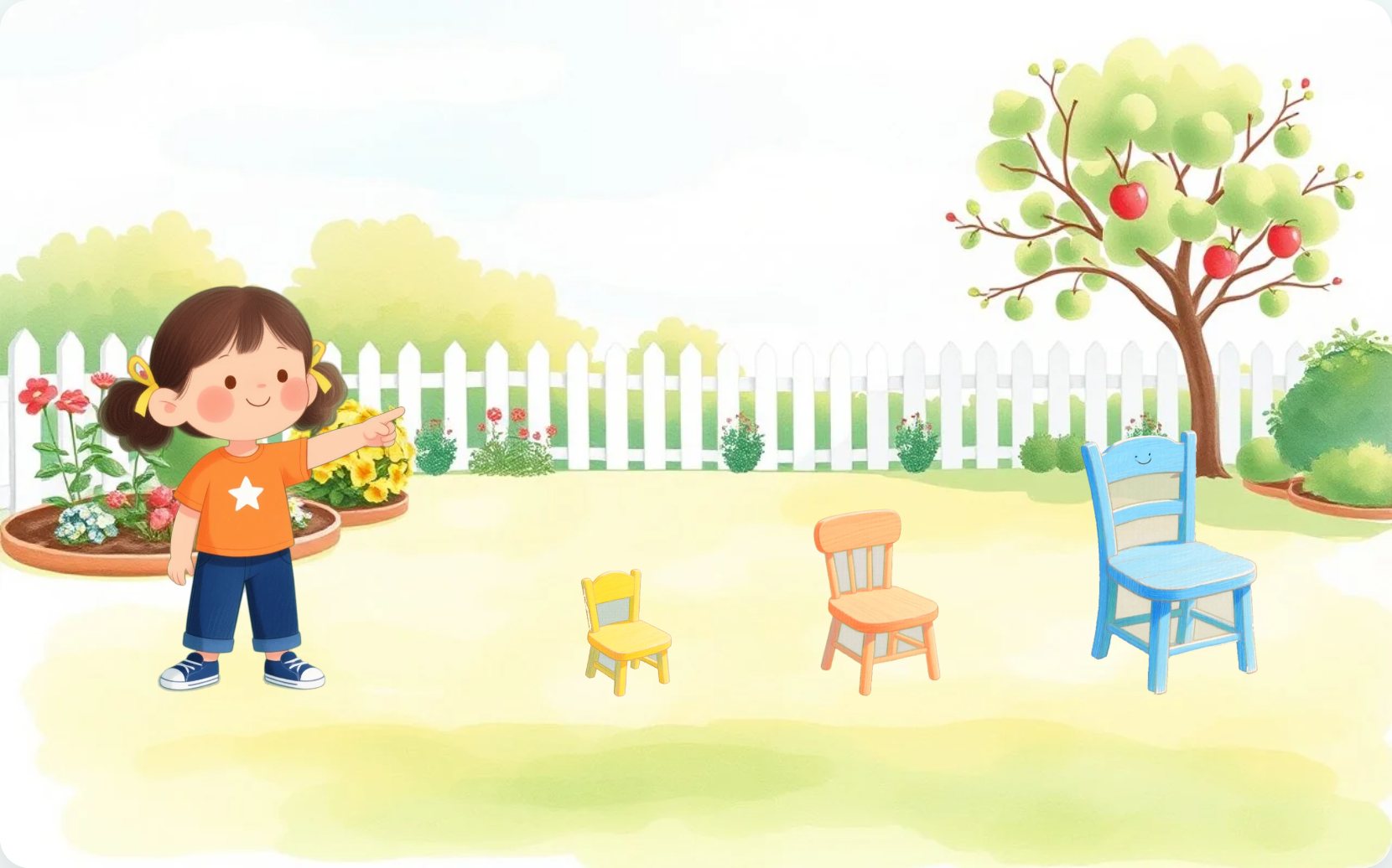Illustration from page 1 of Mia's Just-Right Chairs