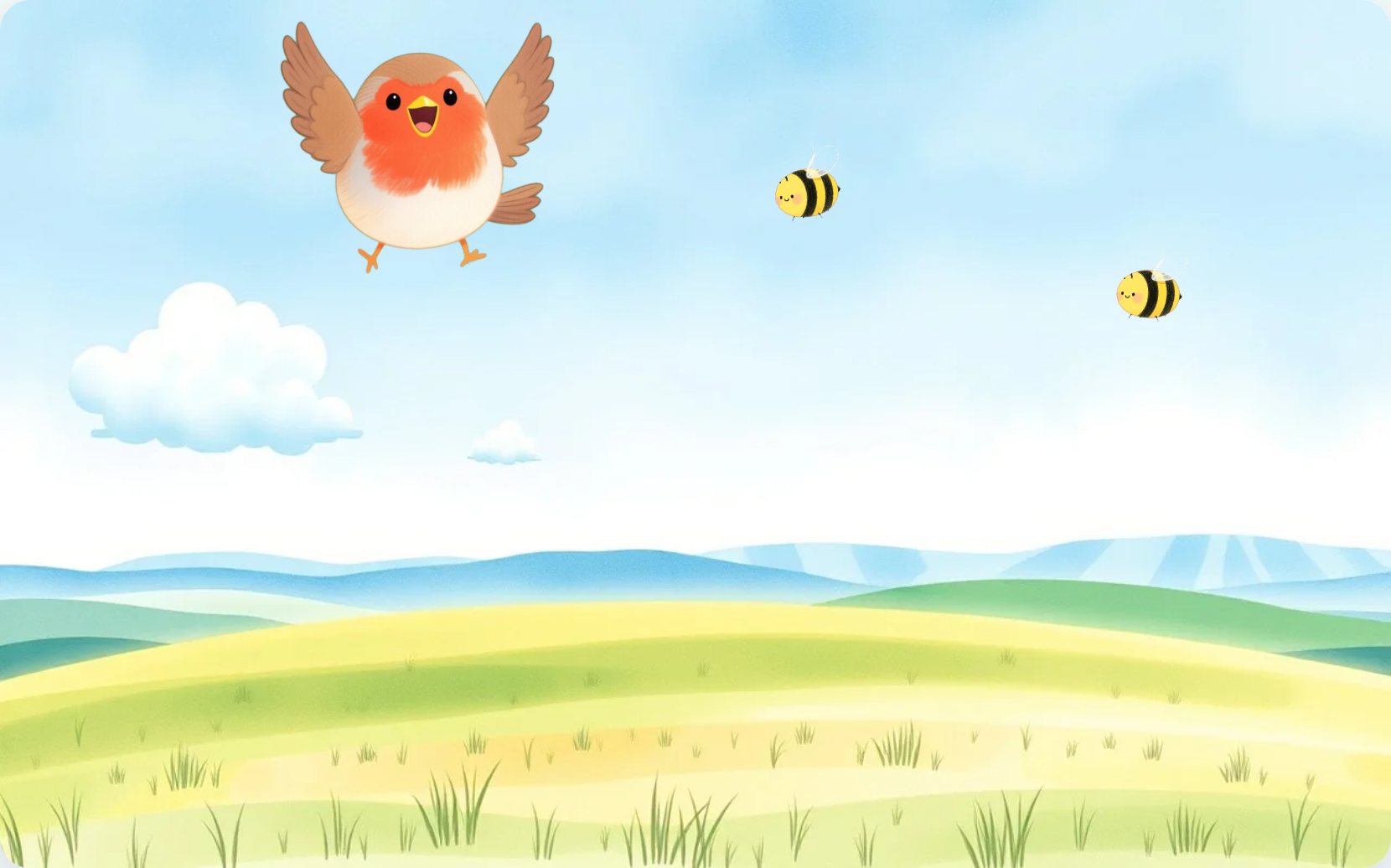Illustration from page 1 of Robin's Busy Bees