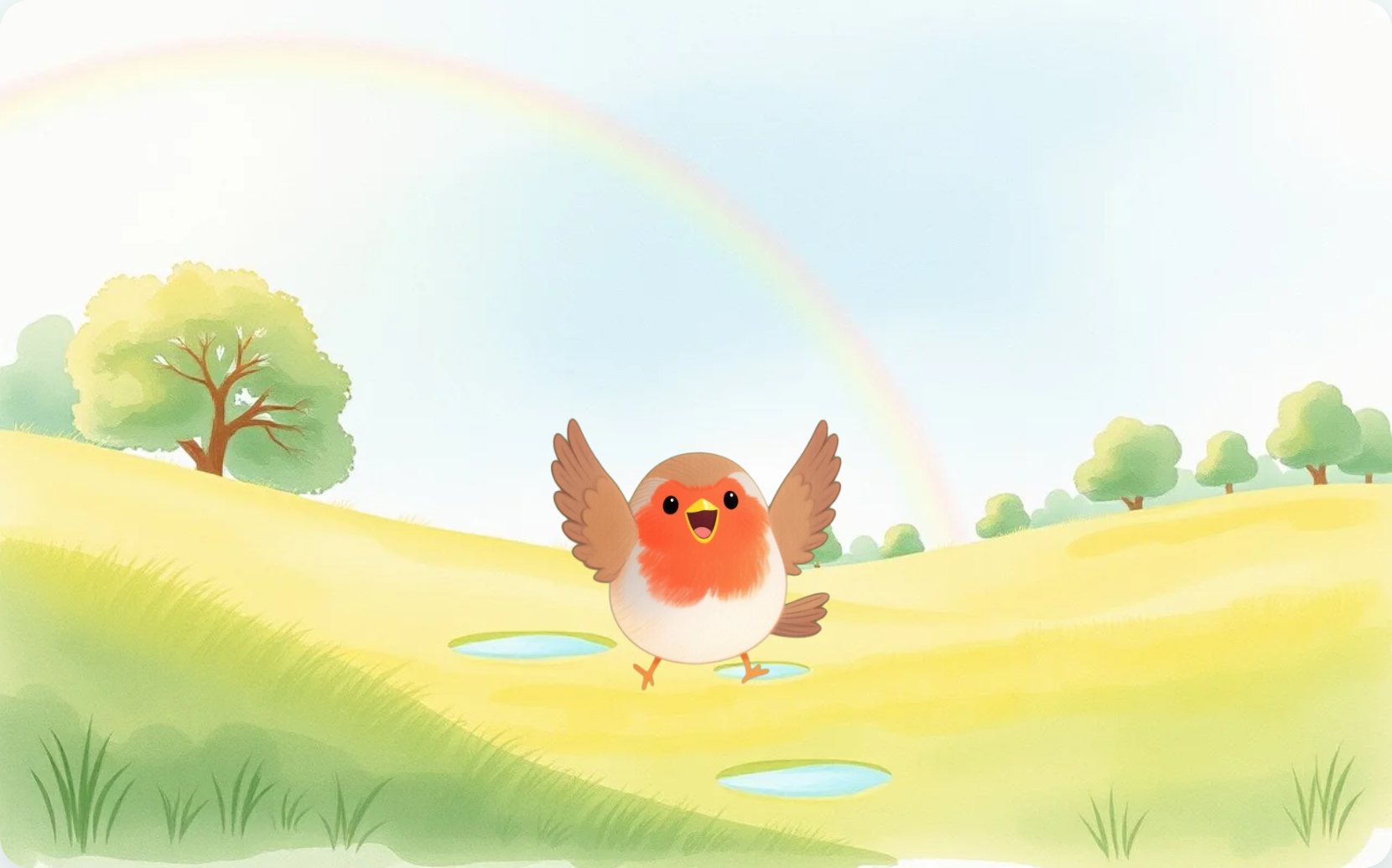Illustration from page 1 of Robin's Rainbow Hunt