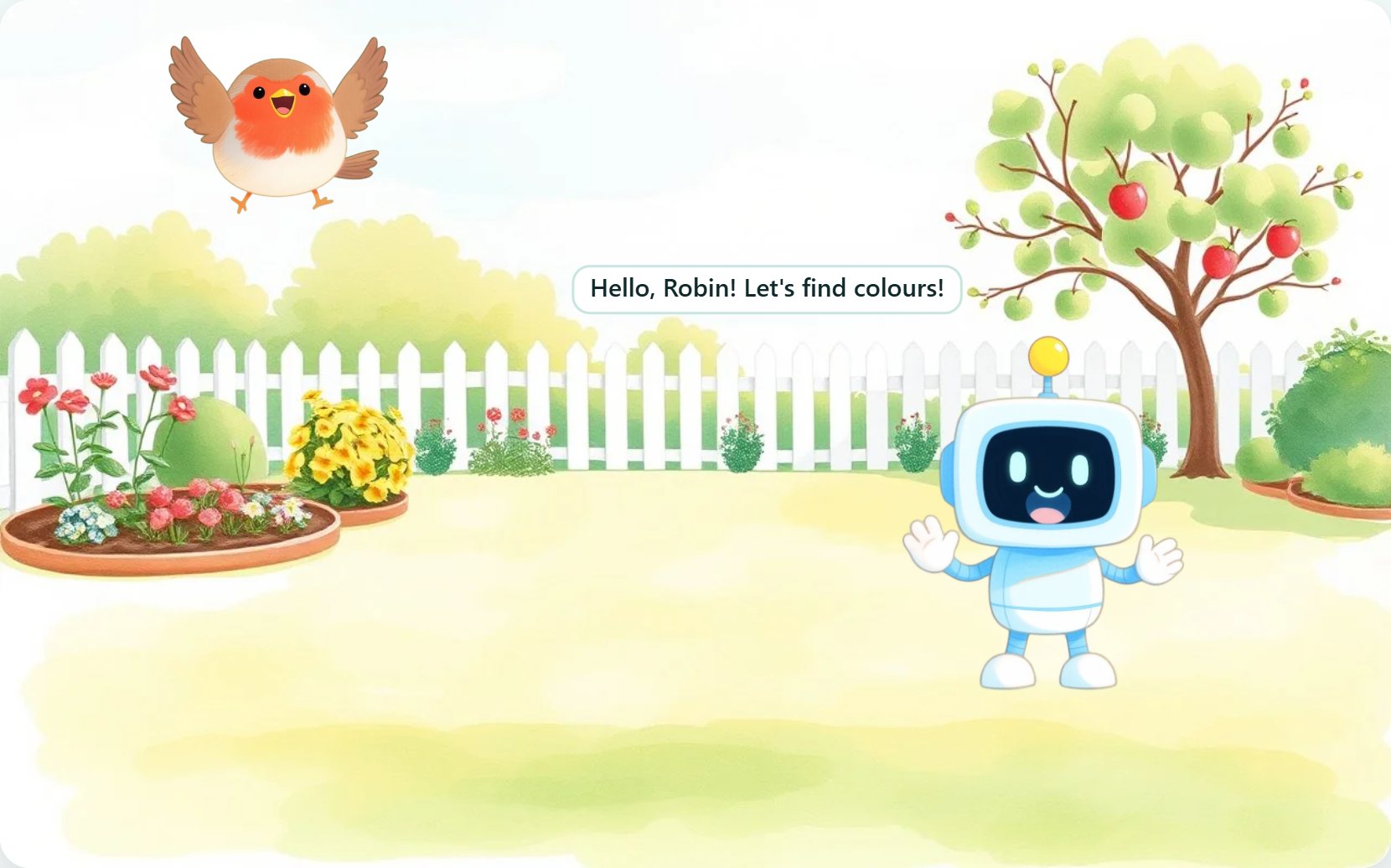 Illustration from page 1 of Robin's Red, Yellow, Blue