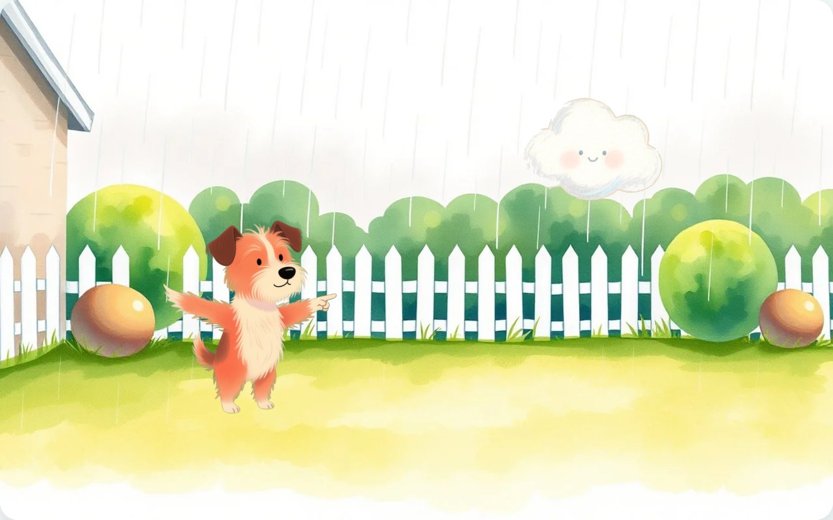 Illustration from page 1 of Rusty's Splashy Rain