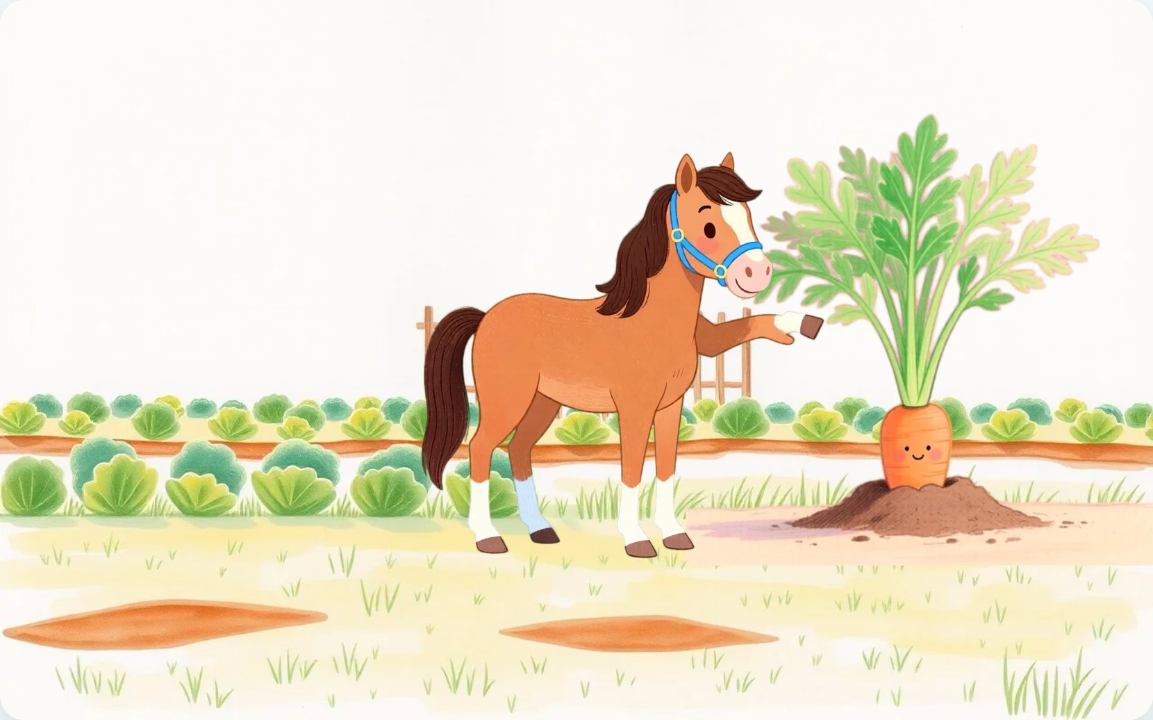 Illustration from page 1 of Six Friends, One Giant Carrot
